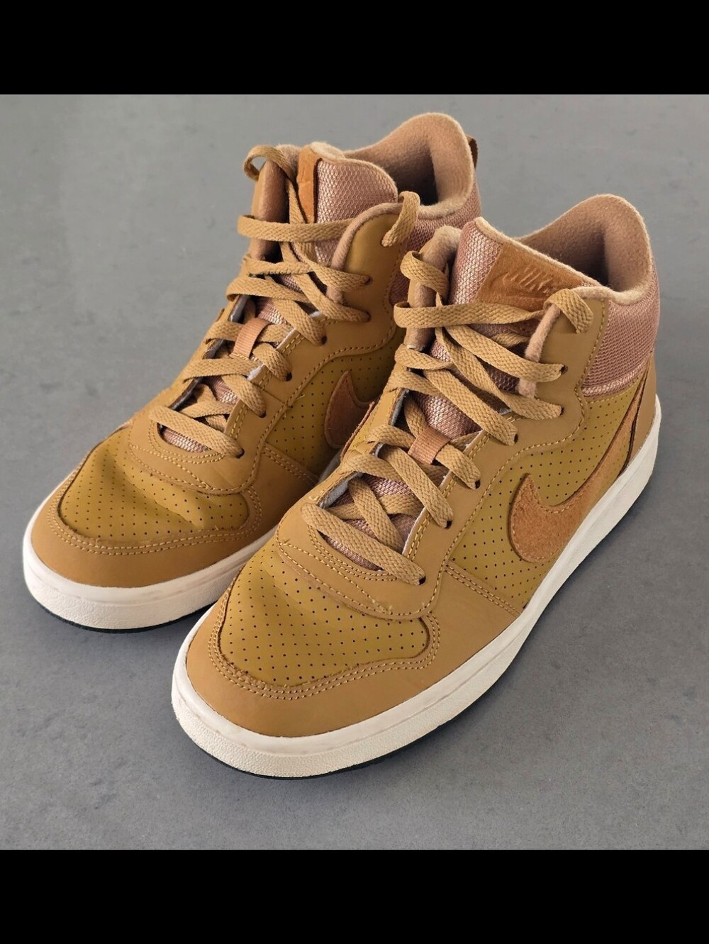 NIKE Court Borough Mid Basketball Shoes Wheat Youth